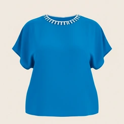 Blusa Feminina Plus Size Manga Curta em Viscose Secret Glam
