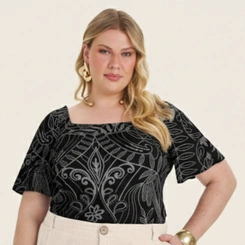 Blusa Manga Curta Plus Size Secret Glam