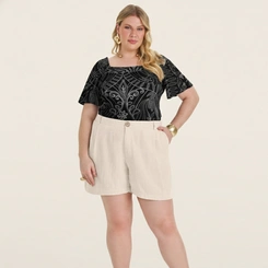 Blusa Manga Curta Plus Size Secret Glam