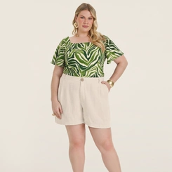 Blusa Manga Curta Plus Size Secret Glam