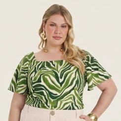 Blusa Manga Curta Plus Size Secret Glam