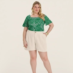 Blusa Manga Curta Plus Size Secret Glam