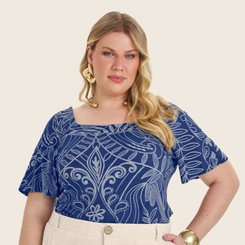 Blusa Manga Curta Plus Size Secret Glam