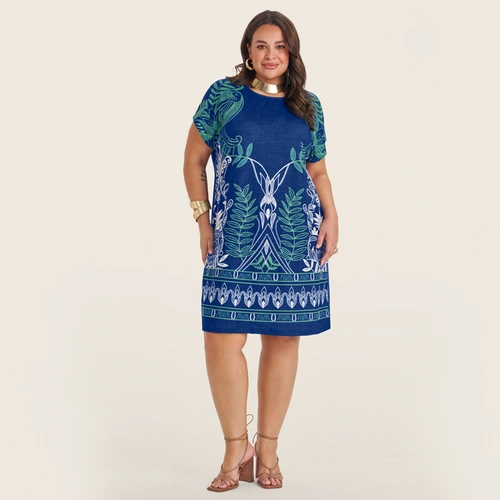 Vestido Feminino Curto Plus Size Secret Glam Estampa Floral