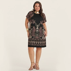 Vestido Feminino Curto Plus Size Secret Glam Estampa Floral