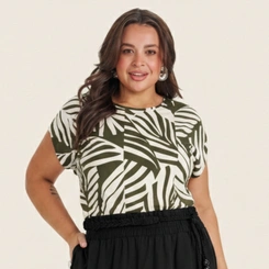 Blusa Manga Curta Plus Size Secret Glam Estampada