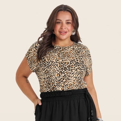 Blusa Manga Curta Plus Size Secret Glam Estampada