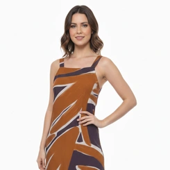 Vestido Longo Endless Tropical Fendas Laterais Alças Largas Estampa