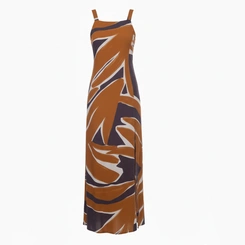 Vestido Longo Endless Tropical Fendas Laterais Alças Largas Estampa