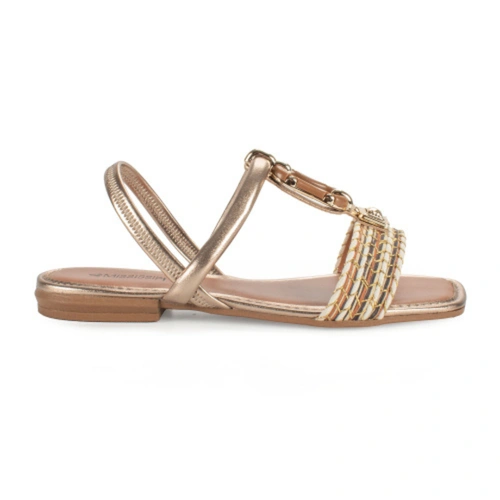 Sandália Feminina Mississippi Metalizada com Detalhe Dourado