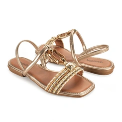 Sandália Feminina Mississippi Metalizada com Detalhe Dourado