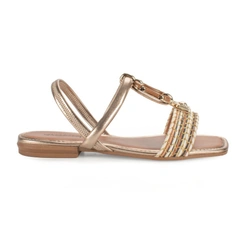 Sandália Feminina Mississippi Metalizada com Detalhe Dourado