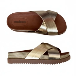 Tamanco Feminino Papete Moleca Dourada