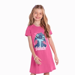 Vestido Infantil Menina Stitch Saia Rodada Cotton