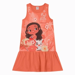 Vestido Infantil Menina Moana Saia Rodada em Cotton