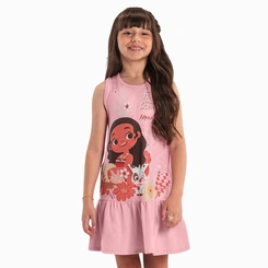 Vestido Infantil Menina Moana Saia Rodada em Cotton