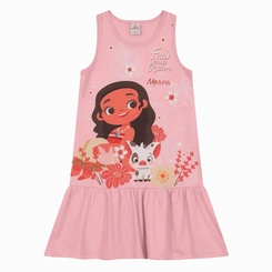 Vestido Infantil Menina Moana Saia Rodada em Cotton