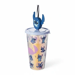 Copo Infantil com Canudo Reutilizável Stitch 500ml