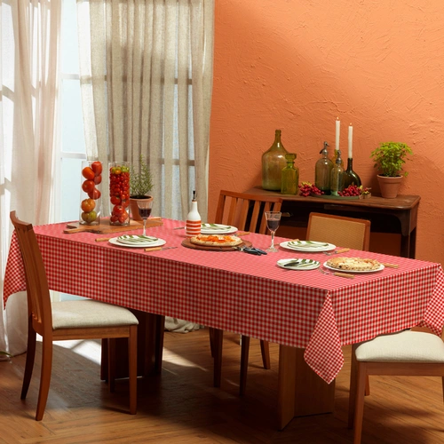 Toalha de Mesa Retangular 1,40m x 2,10m Xadrez Teka Italianinha 6 Lugares