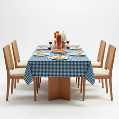 Toalha de Mesa Retangular 1,40m x 2,10m Xadrez Teka Italianinha 6 Lugares
