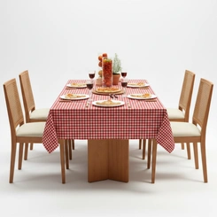 Toalha de Mesa Retangular 1,40m x 2,10m Xadrez Teka Italianinha 6 Lugares