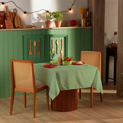 Toalha de Mesa Quadrada 1,40m x 1,40m Xadrez Teka Italianinha  4 Lugares