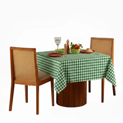 Toalha de Mesa Quadrada 1,40m x 1,40m Xadrez Teka Italianinha  4 Lugares
