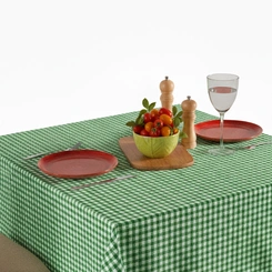 Toalha de Mesa Quadrada 1,40m x 1,40m Xadrez Teka Italianinha  4 Lugares
