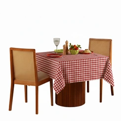 Toalha de Mesa Quadrada 1,40m x 1,40m Xadrez Teka Italianinha  4 Lugares