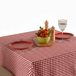 Toalha de Mesa Quadrada 1,40m x 1,40m Xadrez Teka Italianinha  4 Lugares