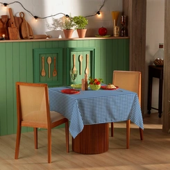 Toalha de Mesa Quadrada 1,40m x 1,40m Xadrez Teka Italianinha  4 Lugares