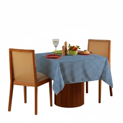 Toalha de Mesa Quadrada 1,40m x 1,40m Xadrez Teka Italianinha  4 Lugares