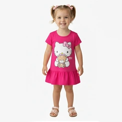 Vestido Infantil Menina Hello Kitty Ursinho