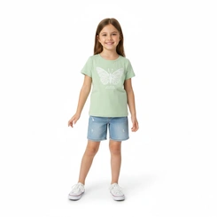 Blusa Infantil Menina Manga Curta Arrumadinhos Estampada