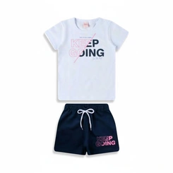 Conjunto Infantil  Menina Manga Curta Arrumadinhos Keep Going