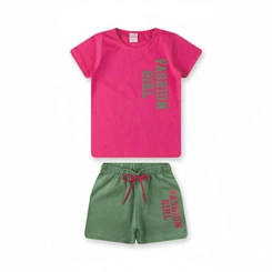 Conjunto Infantil  Menina Manga Curta Arrumadinhos Keep Going