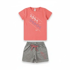 Conjunto Infantil  Menina Manga Curta Arrumadinhos Keep Going