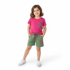 Conjunto Infantil  Menina Manga Curta Arrumadinhos Keep Going