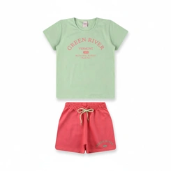 Conjunto Juvenil Menina Manga Curta Arrumadinhos Sport Style