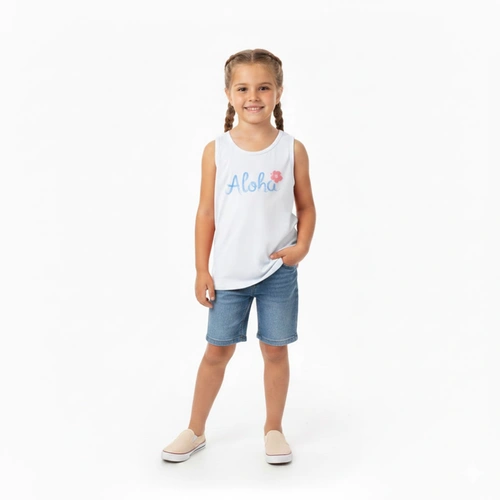 Blusa Infantil Menina Manga Curta Arrumadinhos regata