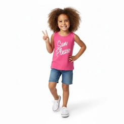 Blusa Infantil Menina Manga Curta Arrumadinhos regata