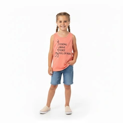 Blusa Infantil Menina Manga Curta Arrumadinhos regata
