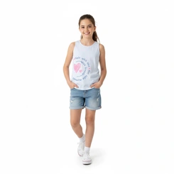 Blusa Juvenil Menina Regata Arrumadinhos