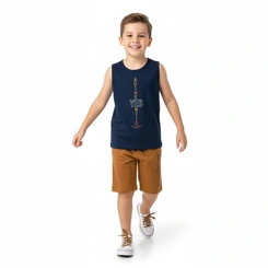 Conjunto Infantil Menino Regata Estampada Arrumadinhos