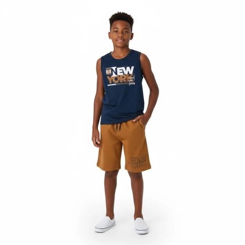 Conjunto Juvenil Menino Regata Estampada Arrumadinhos