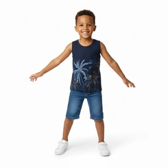 Camiseta Infantil Menino Regata Estampada Arrumadinhos