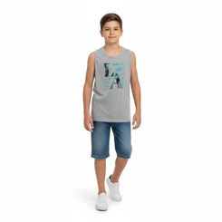 Camiseta Juvenil Menino Regata Estampada Arrumadinhos