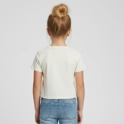 Blusa Cropped Infantil Menina Manga Curta Brandili Stitch