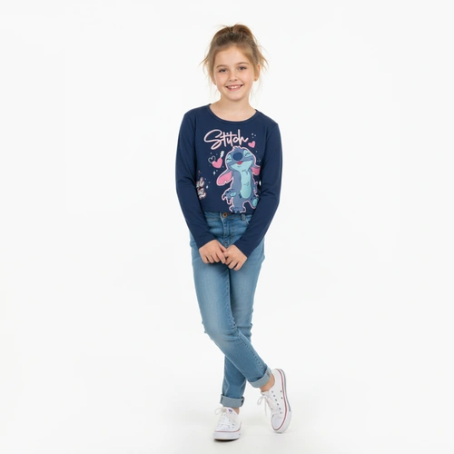 Blusa Cropped Infantil Menina Brandili Estampa Stitch