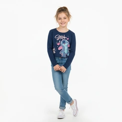Blusa Cropped Infantil Menina Brandili Estampa Stitch